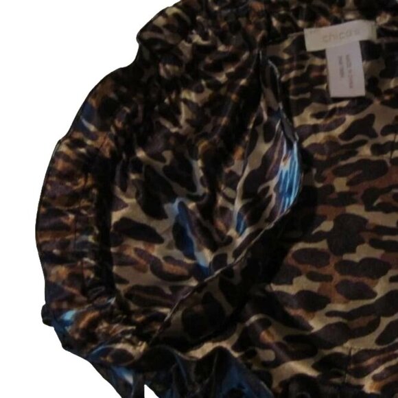 Chicos Jewelry Pouch  Black Satin With Leopard Print Lining Drawstring Bag - Picture 5 of 7